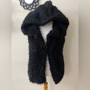 Black Fuzzy Fur Hooded Vest Womens Chic Winter Fall Work Casual Ski